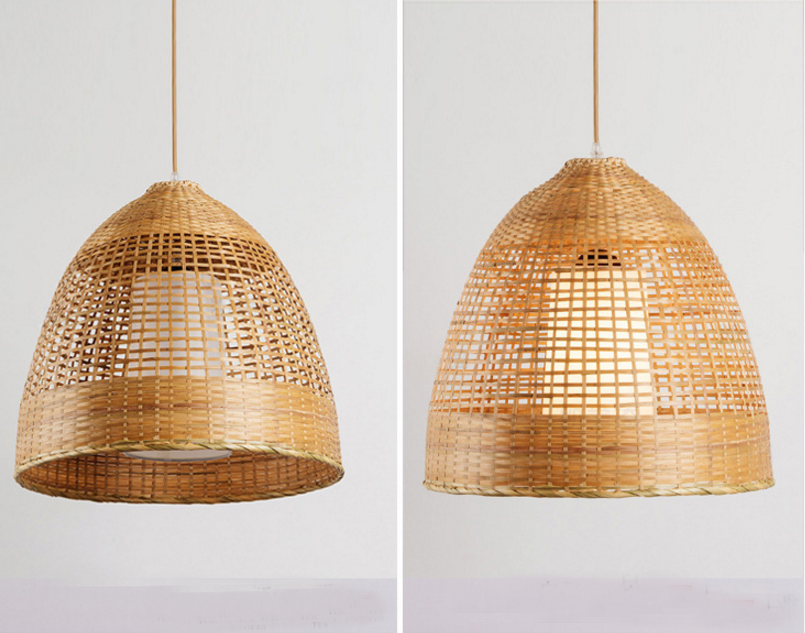 Layered Bamboo Pendant Light - Handmade Modern Oriental Ceiling Lamp
