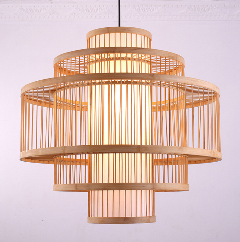 Handwoven Bamboo Pendant Light - Eco Rustic Ceiling Lamp for Restaurant & Café