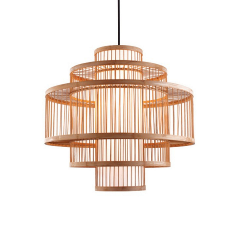 Handwoven Bamboo Pendant Light - Eco Rustic Ceiling Lamp for Restaurant & Café