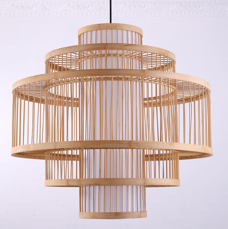 Handwoven Bamboo Pendant Light - Eco Rustic Ceiling Lamp for Restaurant & Café