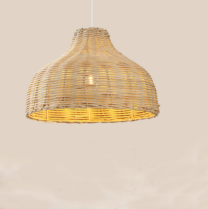 Natural Rattan Dome Pendant Light – Handwoven Ceiling Lamp for Restaurants and Commercial Spaces
