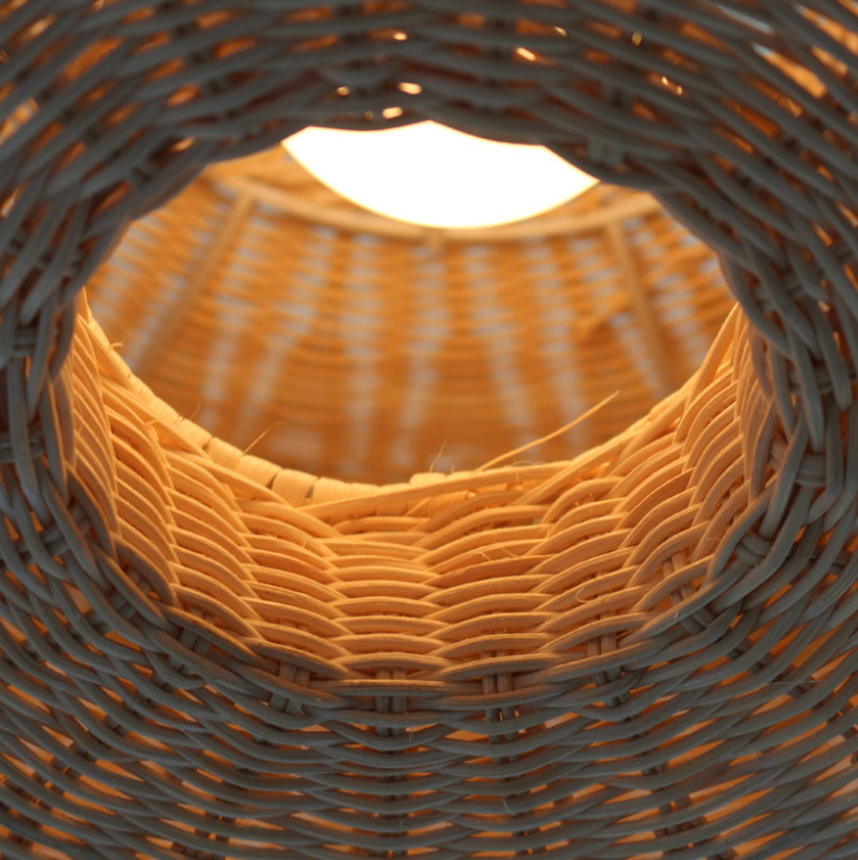 Cone-Shaped Natural Rattan Pendant Light – Handwoven Ceiling Lamp for Restaurants, Cafes, Hotels