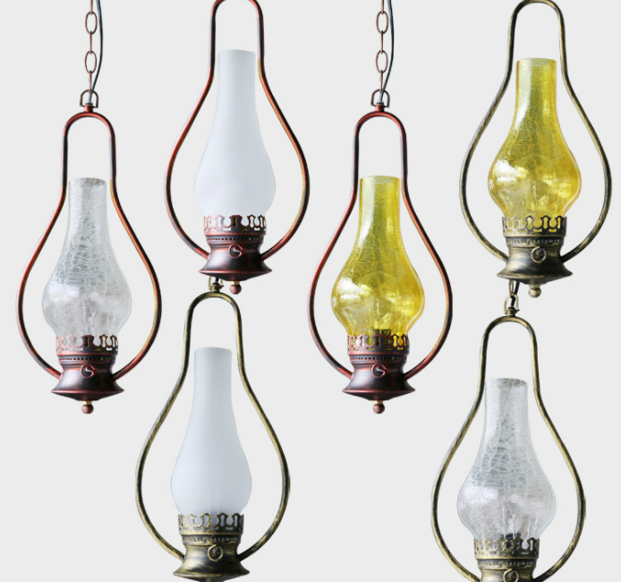 Antique Lantern Glass Pendant Light – Classic Hanging Lamp for Restaurant & Dining Interiors
