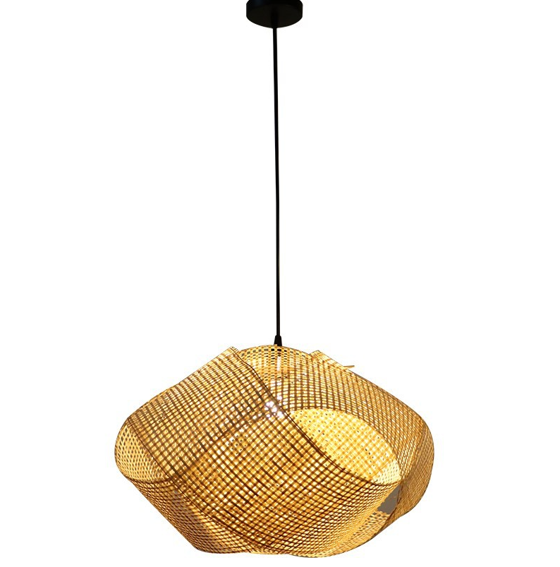 Modern Artistic Bamboo Pendant Light – Handwoven Ceiling Lamp for Restaurant & Boutique Spaces