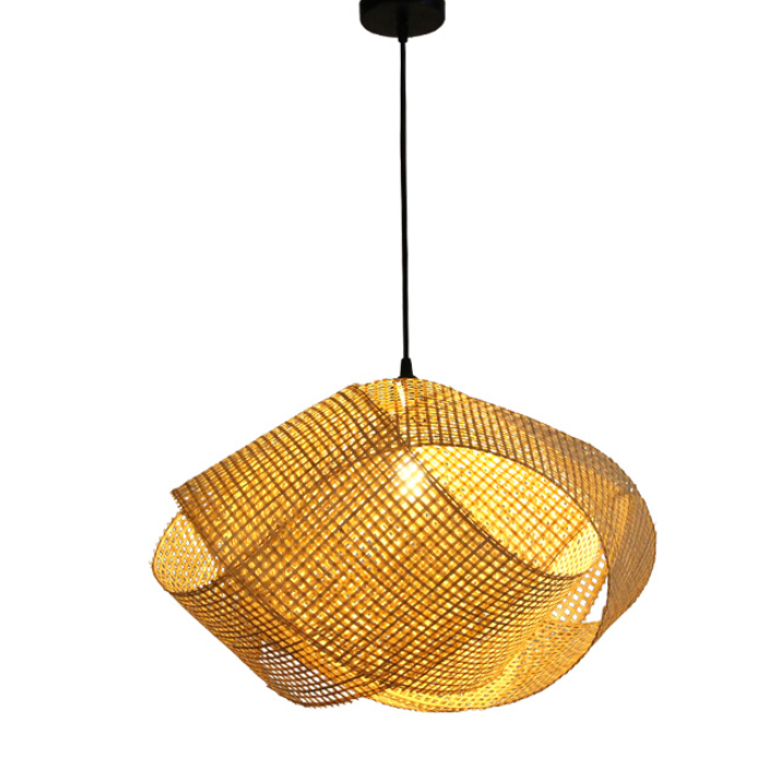 Modern Artistic Bamboo Pendant Light – Handwoven Ceiling Lamp for Restaurant & Boutique Spaces
