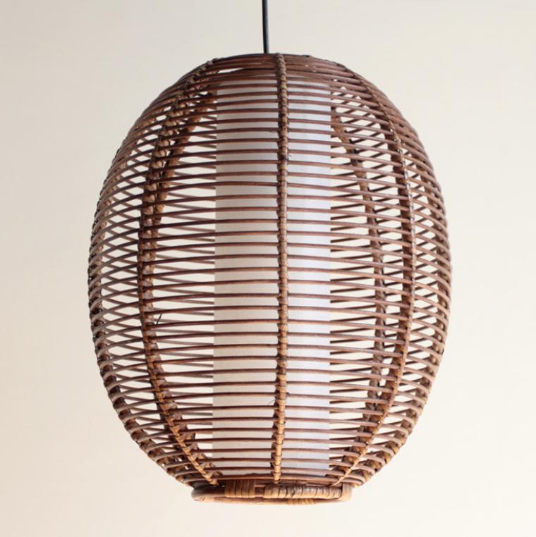 Oval Rattan Woven Pendant Light – Handmade Ceiling Lamp for Restaurants & Homestays