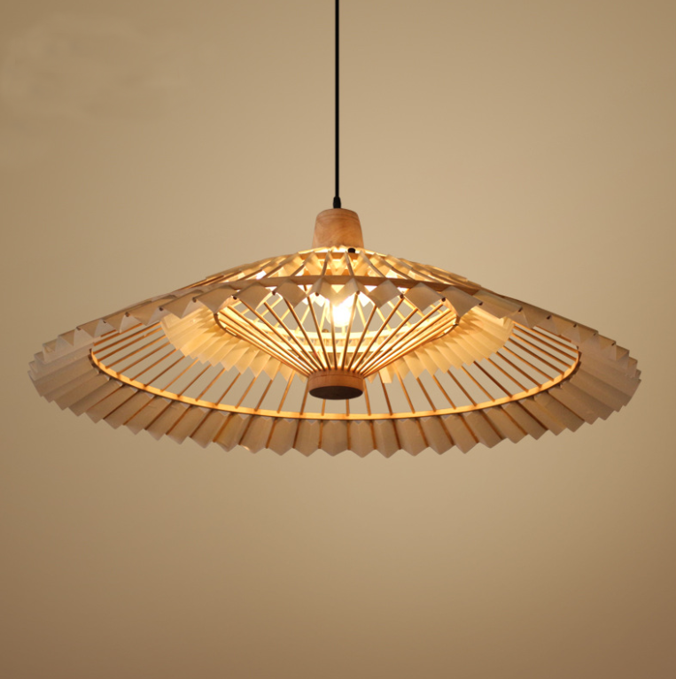 Handcrafted Bamboo Hat Pendant Light – Oriental Natural Hanging Lamp