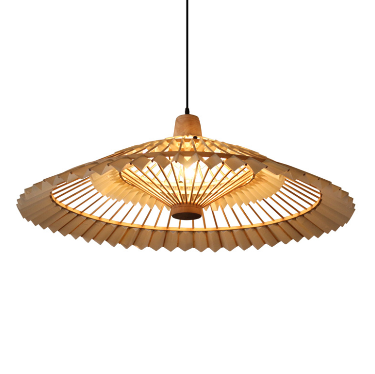 Handcrafted Bamboo Hat Pendant Light – Oriental Natural Hanging Lamp