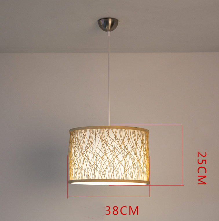 Modern Woven Rattan Drum Pendant Light – Natural Hanging Lamp