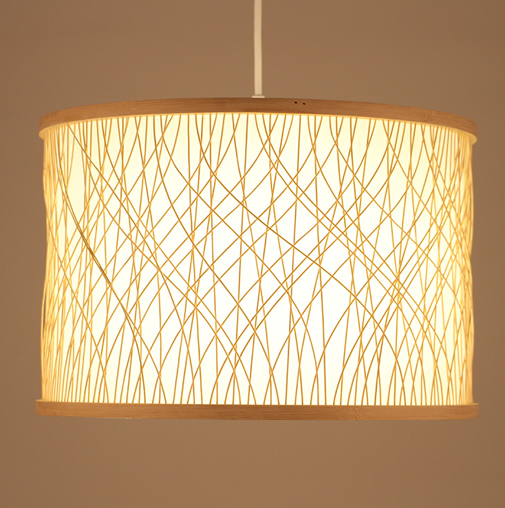Modern Woven Rattan Drum Pendant Light – Natural Hanging Lamp