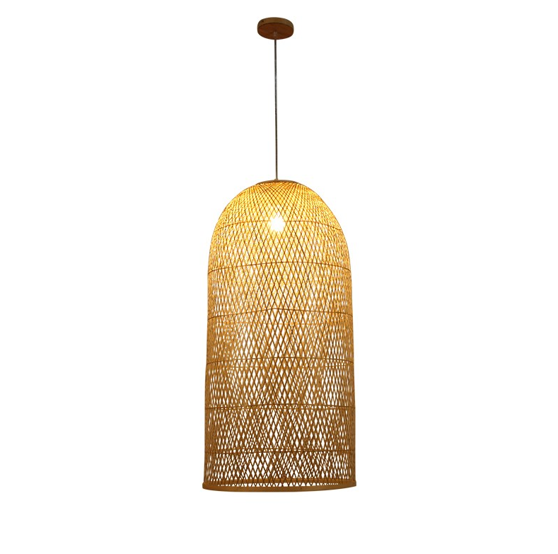 Handwoven Bamboo Pendant Light - Tall Dome Design for Restaurant, Homestay, Hotel & Project Spaces