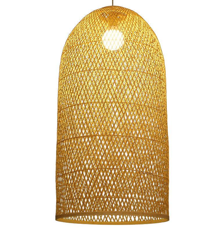 Handwoven Bamboo Pendant Light - Tall Dome Design for Restaurant, Homestay, Hotel & Project Spaces