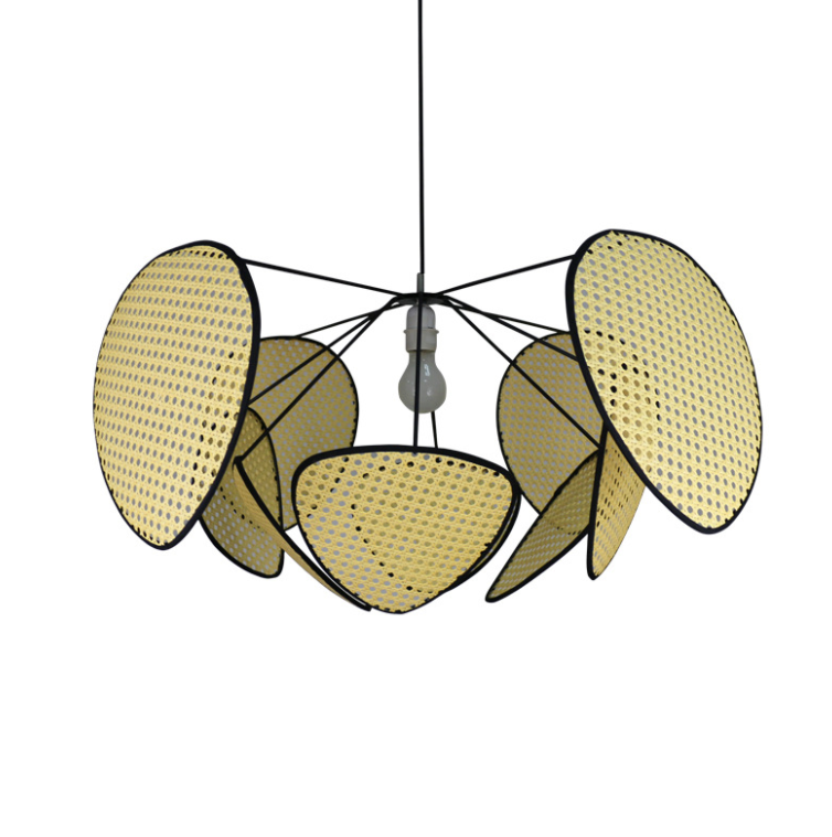Handwoven Artistic Rattan Pendant Light - Leaf Petal Design Boho Chandelier