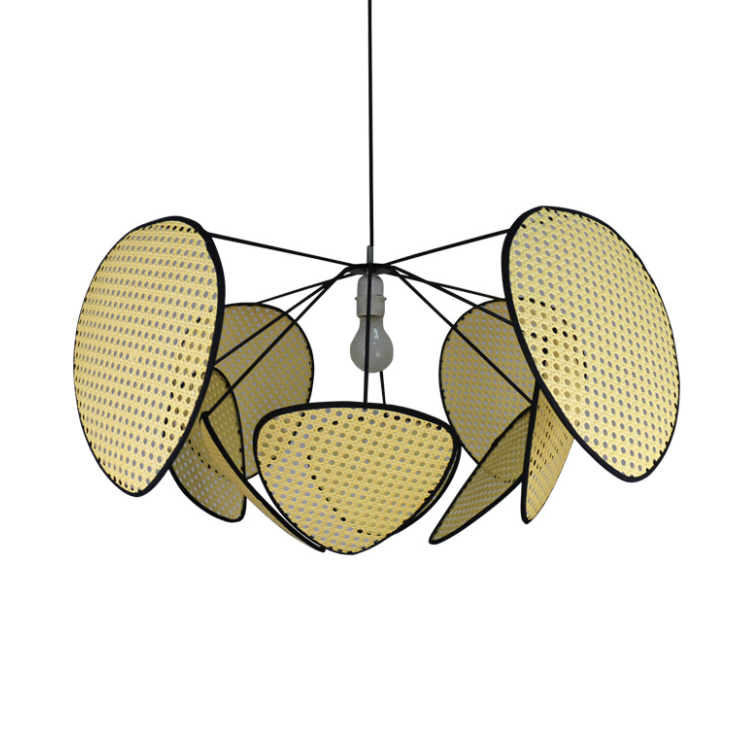 Handwoven Artistic Rattan Pendant Light - Leaf Petal Design Boho Chandelier
