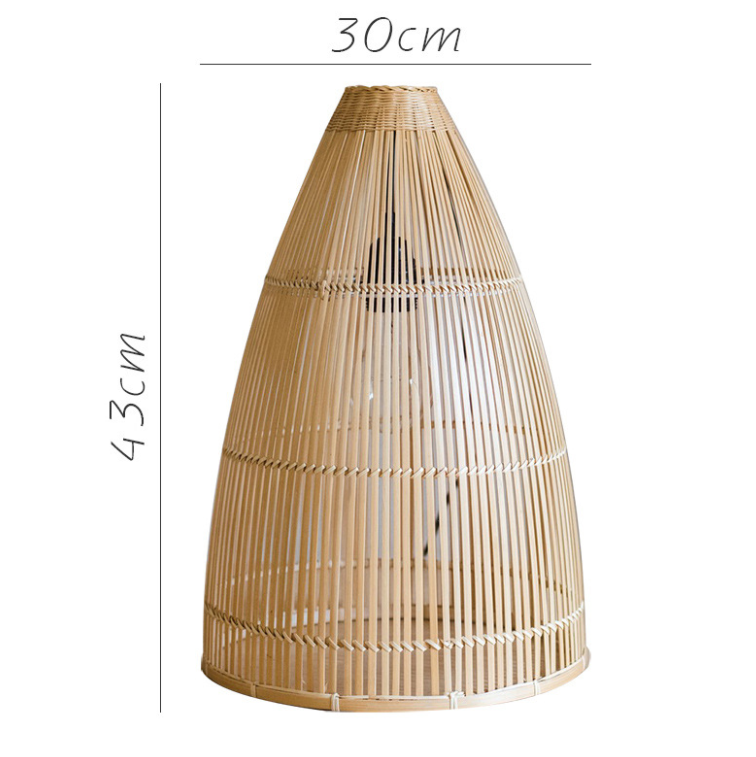 Tall Cone-Shaped Bamboo Pendant Light – Handcrafted Woven Natural Rattan Hanging Lamp for Dining Room, Kitchen, Entryway