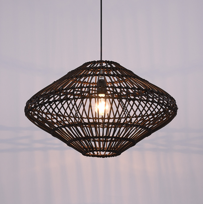 Handwoven Rattan Pendant Light – Boho Style Natural Bamboo Ceiling Lamp for Living Room, Dining Room, Bedroom