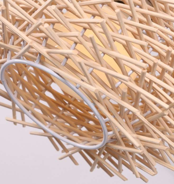 Artisan Eco-Friendly Handmade Rattan Pendant Light – Boho Rustic Bamboo Lamp for Restaurants