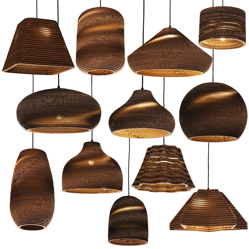 Handcrafted Corrugated Cardboard Pendant Light for Restaurants and Lounges