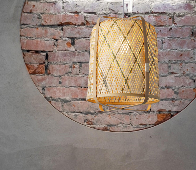 Boho Woven Pendant Light - Handwoven Rattan Bamboo Hanging Lamp, Wicker Ceiling Light for Indoor Decor