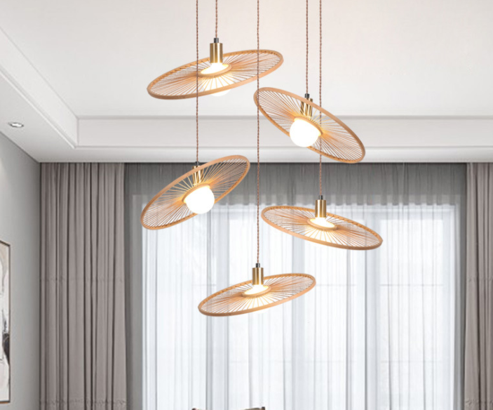 Handwoven Rattan Bamboo Pendant Light – Eco-Friendly Boho Wicker Ceiling Lamp