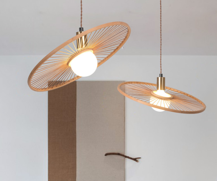 Handwoven Rattan Bamboo Pendant Light – Eco-Friendly Boho Wicker Ceiling Lamp