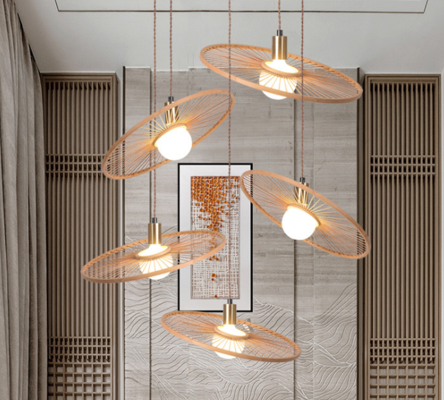 Handwoven Rattan Bamboo Pendant Light – Eco-Friendly Boho Wicker Ceiling Lamp