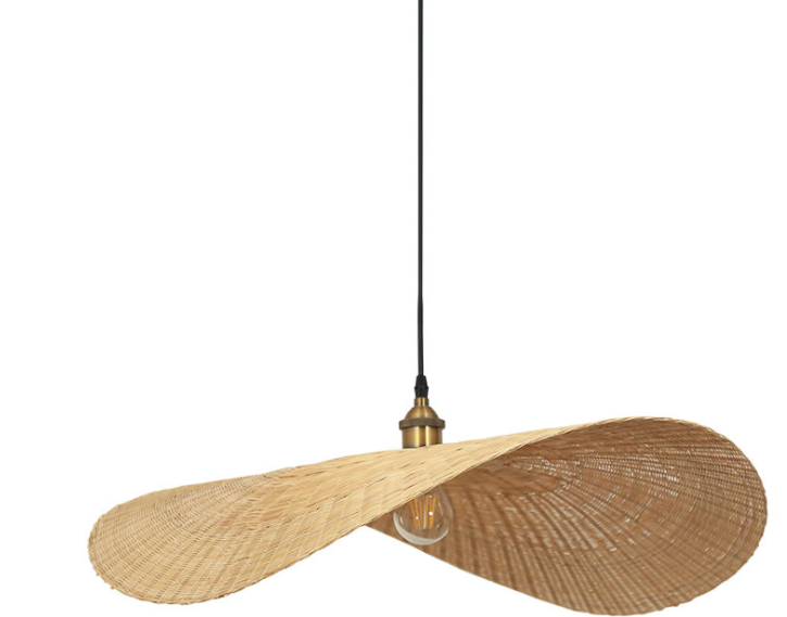 Nordic Woven Pendant Light, Handmade Rattan Leaf Shape Lamp for Dining Room, Bedroom, Cafe