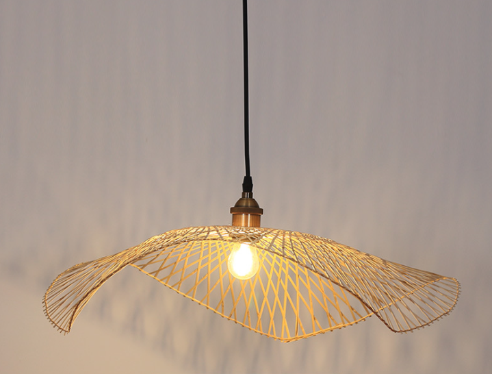 Handcrafted Woven Bamboo Pendant Light – Rustic Boho Ceiling Lamp