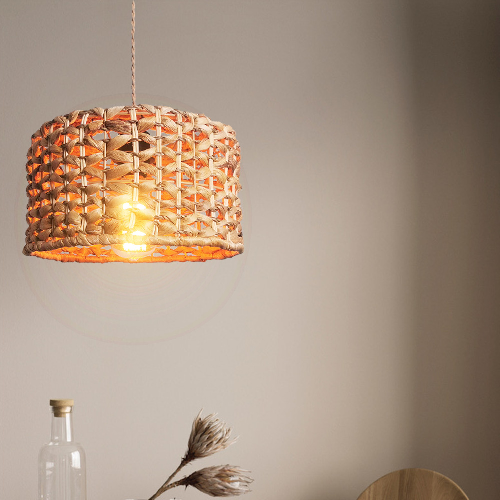 Handmade Bamboo Rattan Pendant Light – Wicker Woven Boho Ceiling Lamp for Dining Room, Kitchen Island, Living Room & Patio