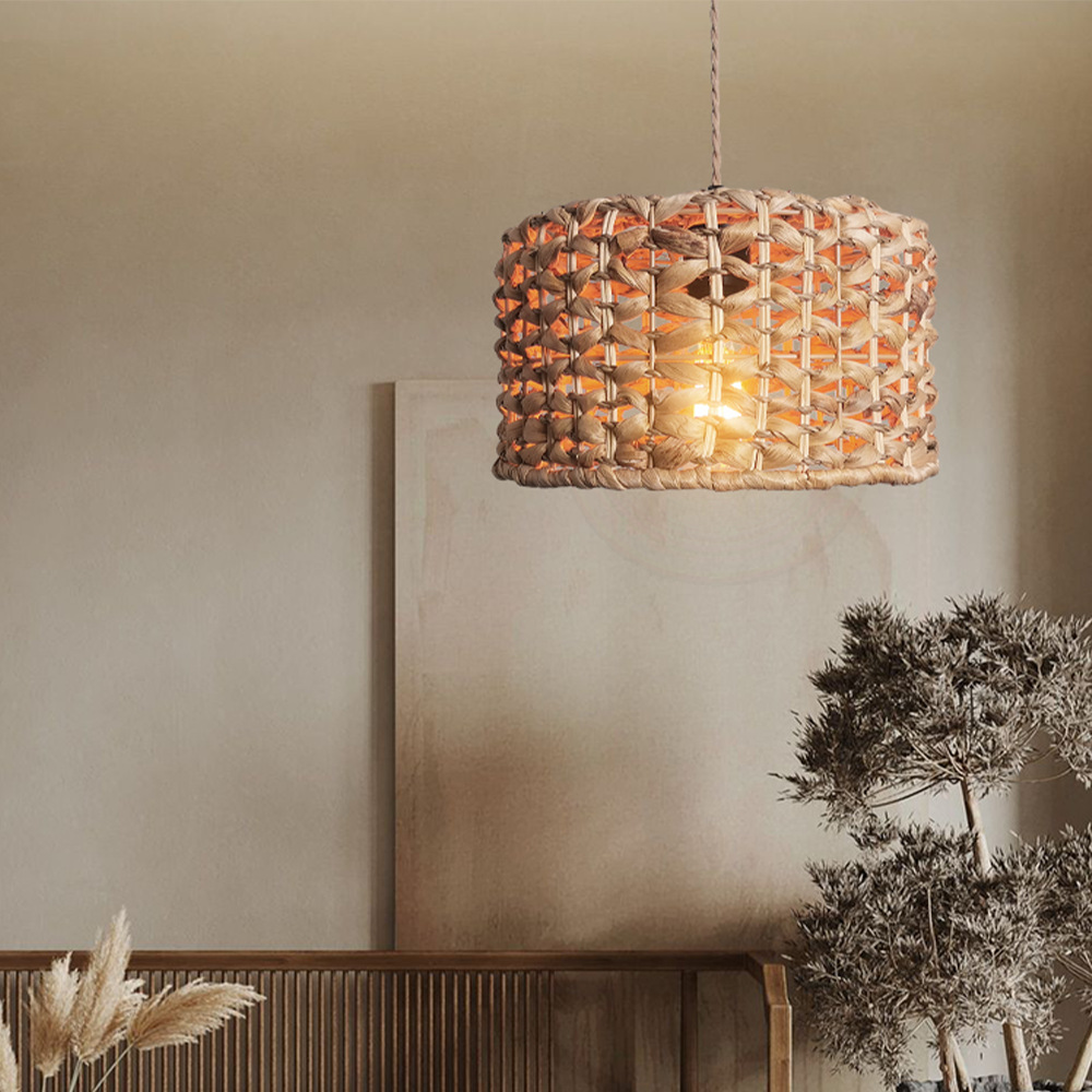 Handmade Bamboo Rattan Pendant Light – Wicker Woven Boho Ceiling Lamp for Dining Room, Kitchen Island, Living Room & Patio
