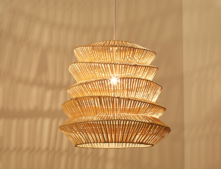 Artisan Handmade Bamboo Rattan Pendant Light – Eco-Friendly Woven Wicker Ceiling Lamp for Dining Room, Kitchen Island, Patio, and Living Space