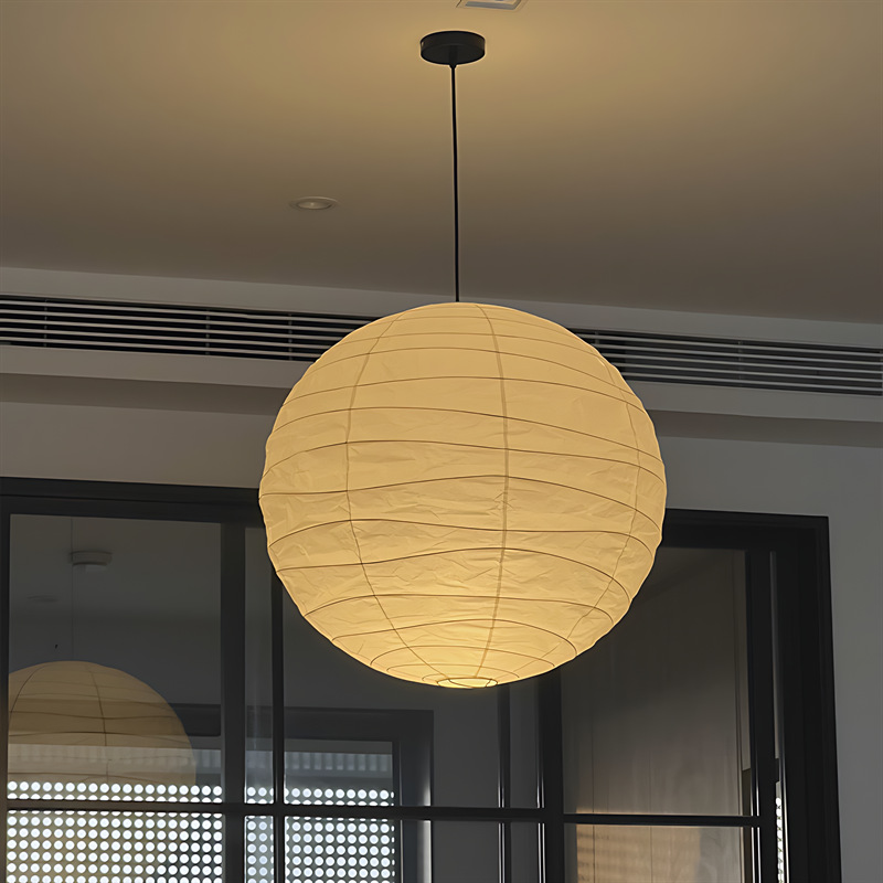 Japanese Rice Paper Pendant Lamp - Round Paper Lantern Ceiling Light