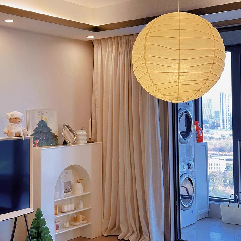 Japanese Rice Paper Pendant Lamp - Round Paper Lantern Ceiling Light