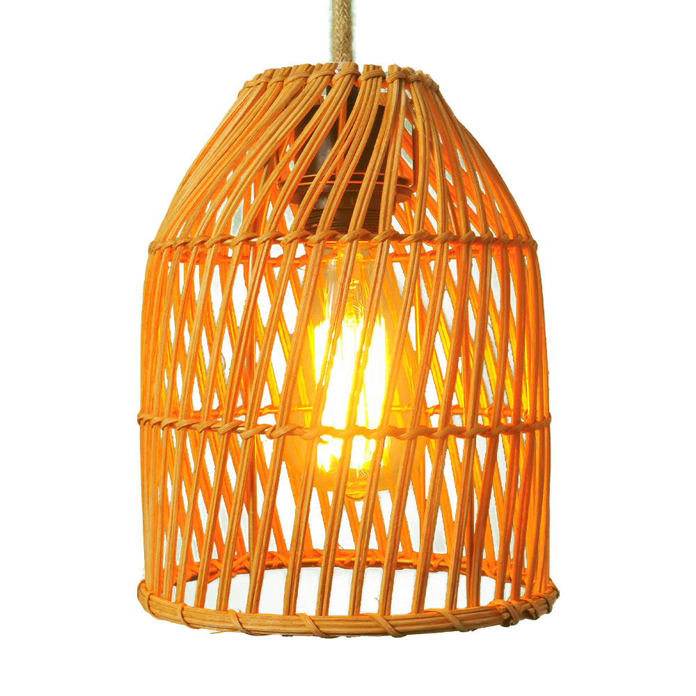 Handmade Boho Rattan Bamboo Pendant Light - Natural Woven Wicker Ceiling Lamp