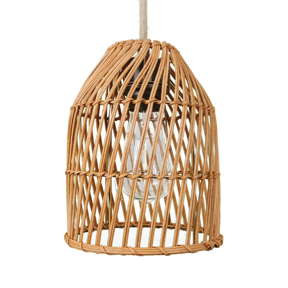 Handmade Boho Rattan Bamboo Pendant Light - Natural Woven Wicker Ceiling Lamp