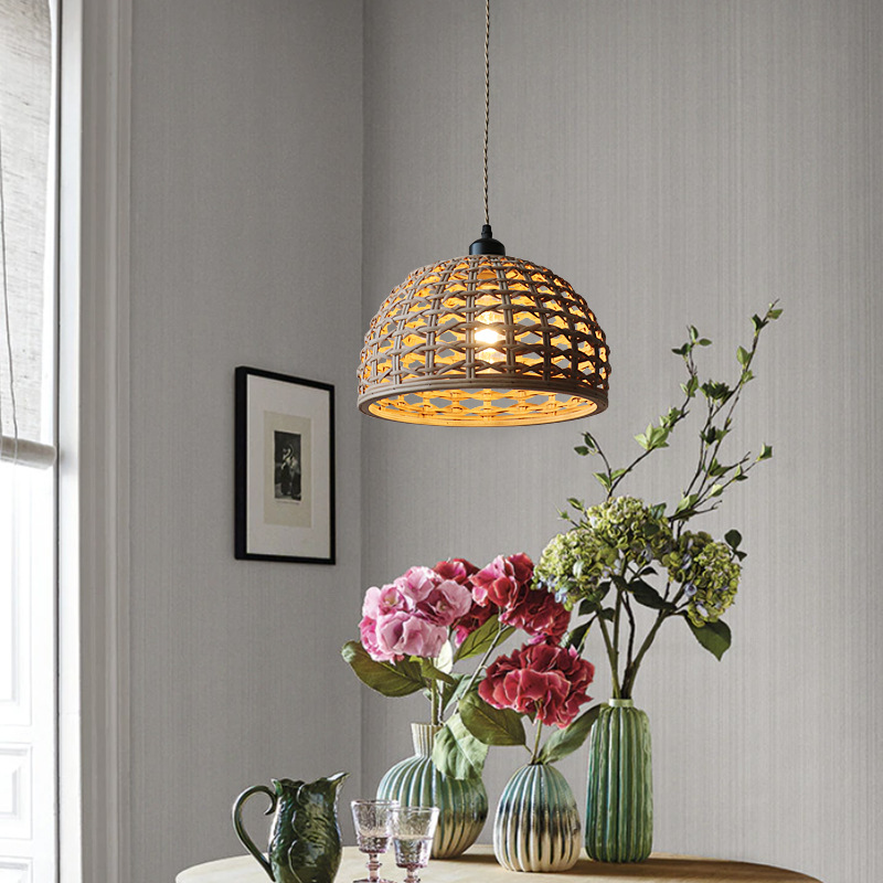 Handmade Rattan Woven Pendant Light - Boho Natural Bamboo Ceiling Lamp