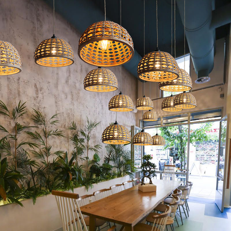 Handmade Rattan Woven Pendant Light - Boho Natural Bamboo Ceiling Lamp