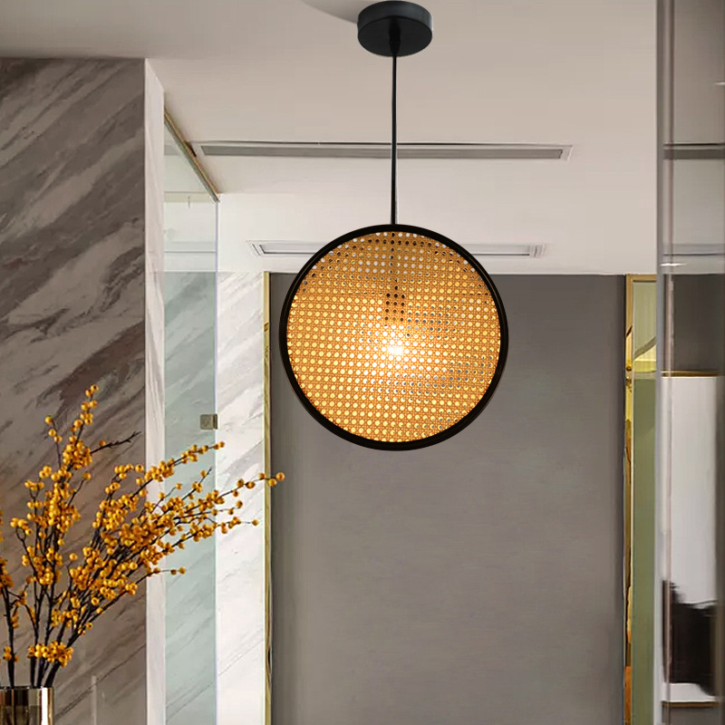 Artisan Eco-Friendly Handmade Boho Bamboo Woven Pendant Light