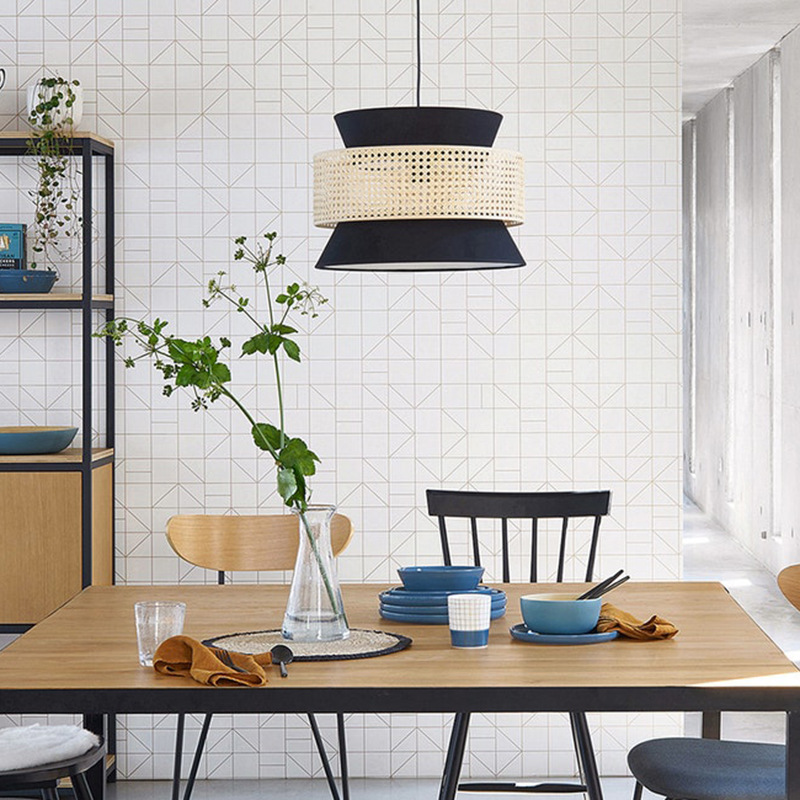 Boho Rattan Pendant Light - Handmade Bamboo Woven Ceiling Lamp