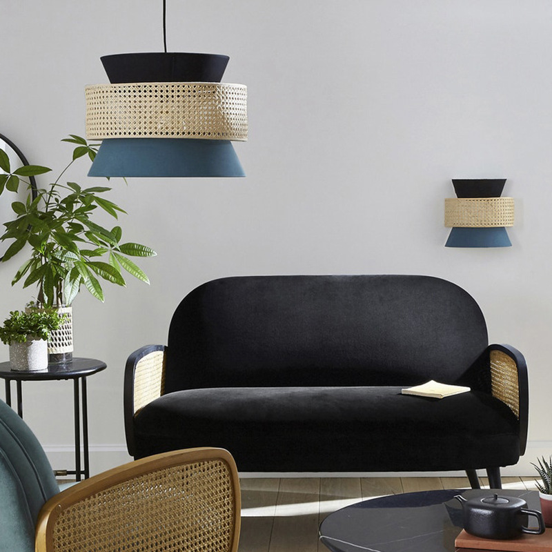 Boho Rattan Pendant Light - Handmade Bamboo Woven Ceiling Lamp
