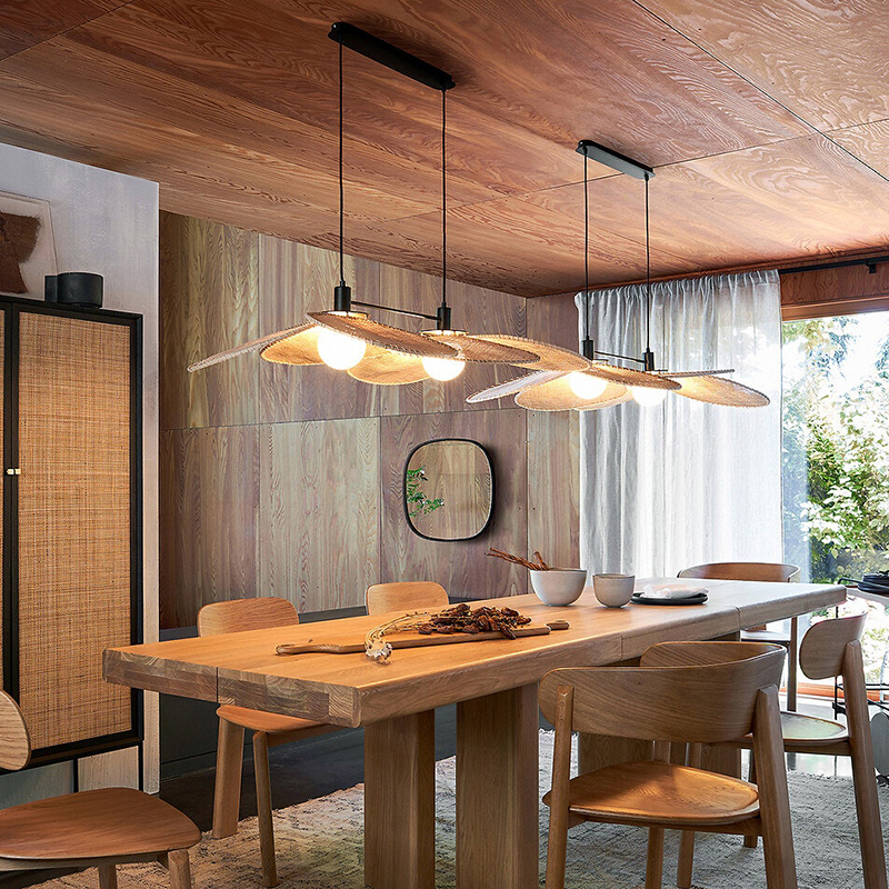 Natural Woven Bamboo Pendant Light – Handcrafted Boho Ceiling Lamp
