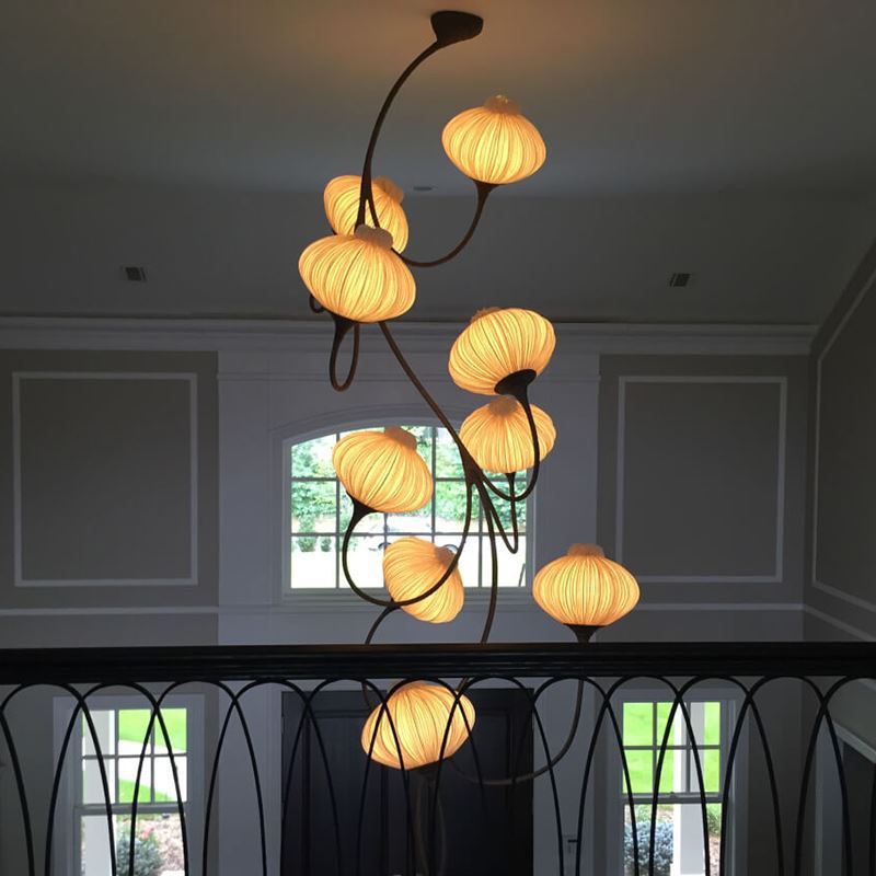 Modern Minimalist Multi-Head Pendant Light with Glass Flower Lampshades