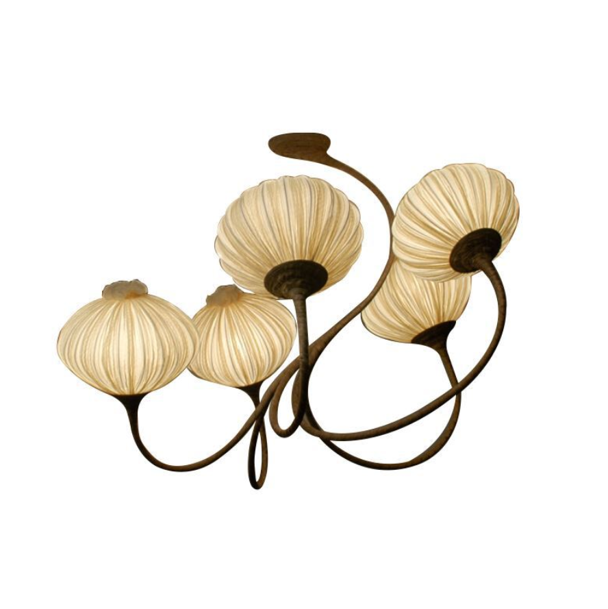 Modern Minimalist Multi-Head Pendant Light with Glass Flower Lampshades