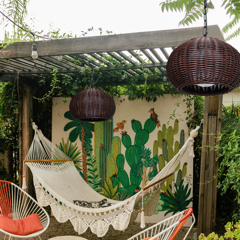 Modern Rattan Pendant Light - Natural Handwoven Hanging Lamp