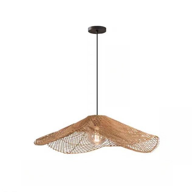 Modern Minimalist Woven Rattan Pendant Light - Artistic Wave Shape for Living Room, Dining Room, Cafe