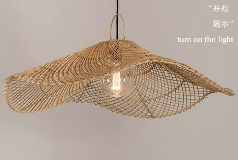 Modern Minimalist Woven Rattan Pendant Light - Artistic Wave Shape for Living Room, Dining Room, Cafe
