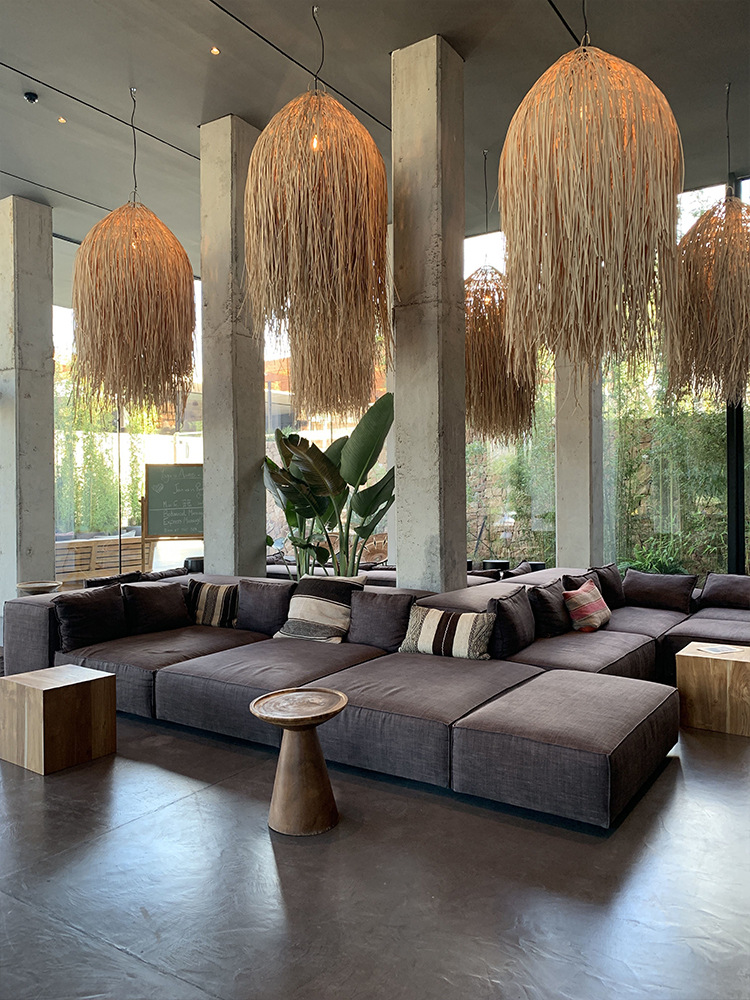 Handmade Natural Grass Tasseled Pendant Light Boho Dome Chandelier for Living Room & Restaurant