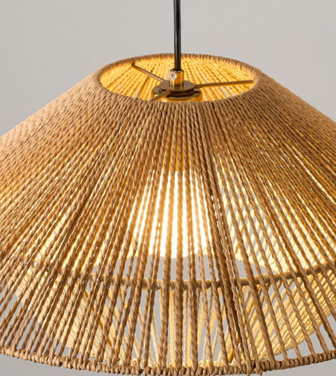 Boho Natural Fiber Tassel Pendant Light – Artistic Handmade Chandelier for Café & Living Spaces