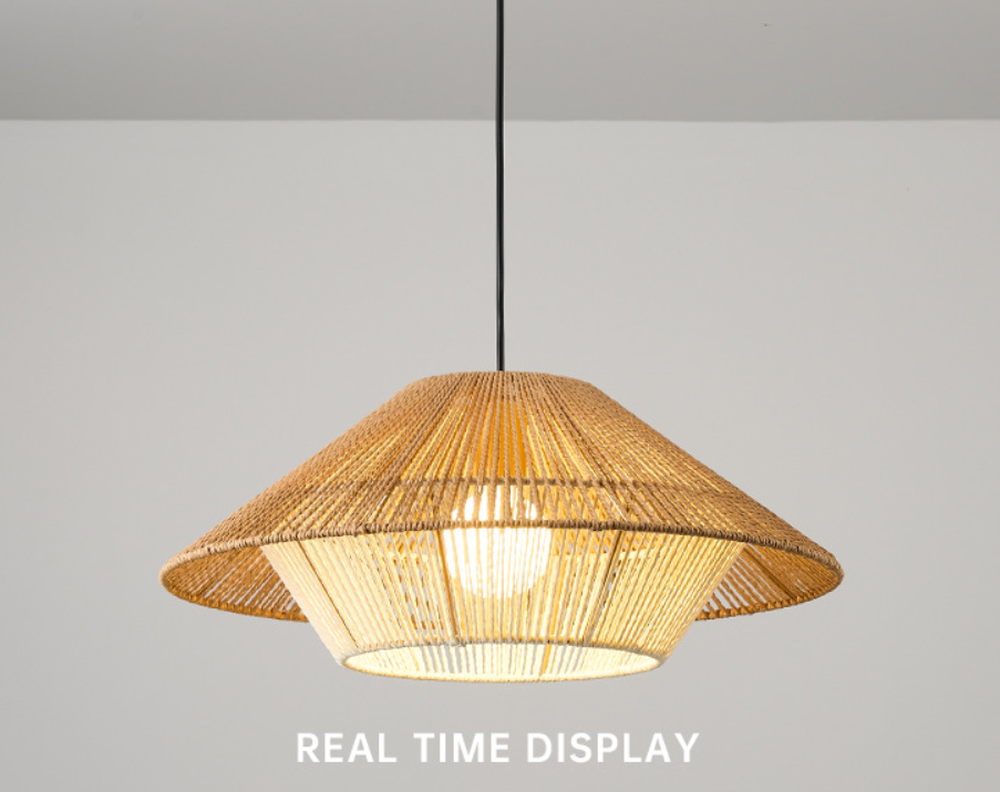 Boho Natural Fiber Tassel Pendant Light – Artistic Handmade Chandelier for Café & Living Spaces