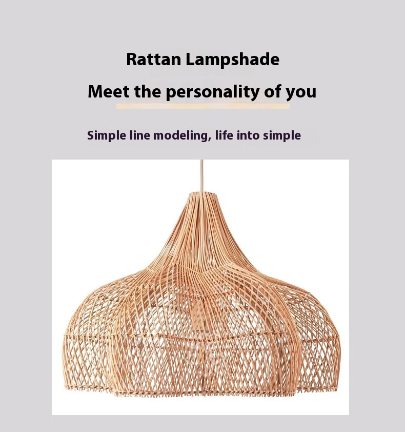 Large Handmade Woven Rattan Pendant Light – Artistic Chandelier for Dining & Living Room